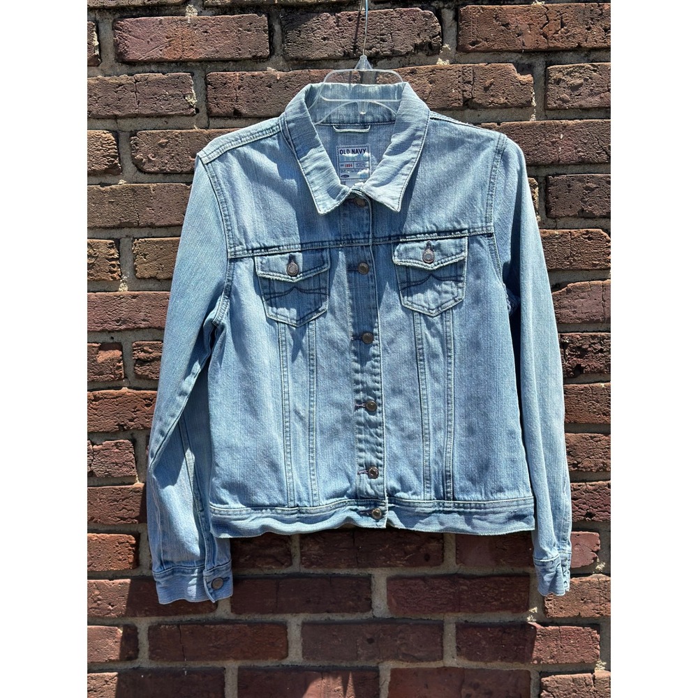 Old Navy L Vintage Jean‎ Jacket Light Blue Denim Trucker Classic Fall 90s Y2K
